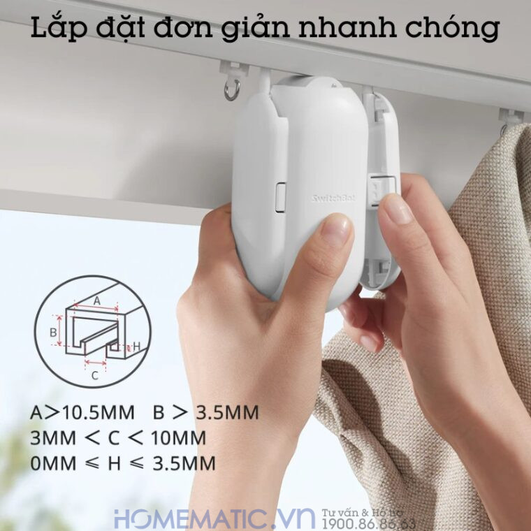 Động Cơ Rèm Tự động Thông Minh Switchbot Curtain U-rail2 Dùng Cho Thanh Treo Rèm Ray Trượt Loại Chữ U