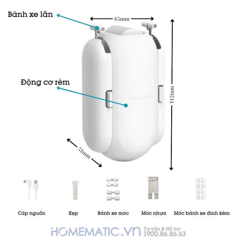 Động Cơ Rèm Tự động Thông Minh Switchbot Curtain U-rail2 Dùng Cho Thanh Treo Rèm Ray Trượt Loại Chữ U