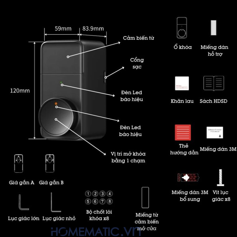 Ổ Khóa Vân Tay Thông Minh Switchbot Lock Pro Sb-lpro Không Cần Khoan đục các phụ kiện tính năng Ổ Khóa Vân Tay Thông Minh Switchbot Lock Pro Sb-lpro Không Cần Khoan đục các phụ kiện tính năng