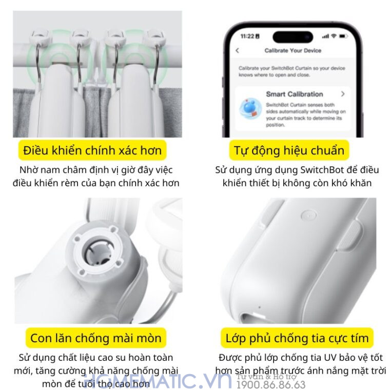Động Cơ Rèm Thông Minh đa Năng Switchbot Curtain Rod3 Dùng Cho Thanh Treo Rèm Cửa Loại Tròn