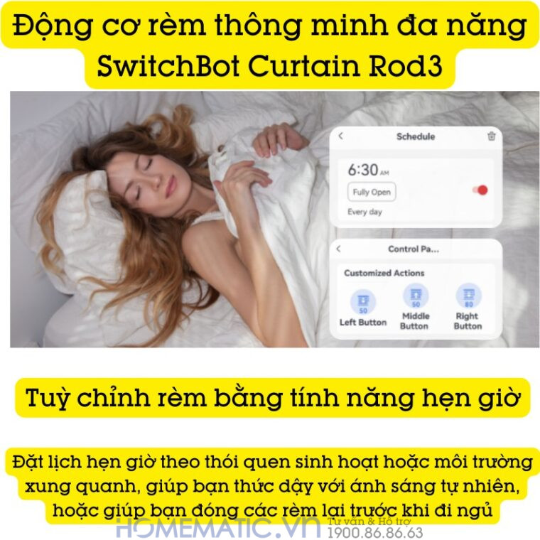 Động Cơ Rèm Thông Minh đa Năng Switchbot Curtain Rod3 Dùng Cho Thanh Treo Rèm Cửa Loại Tròn