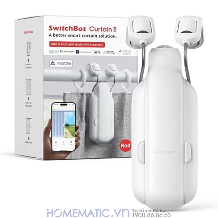 Động Cơ Rèm Thông Minh đa Năng Switchbot Curtain Rod3 Dùng Cho Thanh Treo Rèm Cửa Loại Tròn