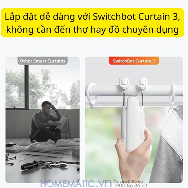 Động Cơ Rèm Thông Minh đa Năng Switchbot Curtain Rod3 Dùng Cho Thanh Treo Rèm Cửa Loại Tròn