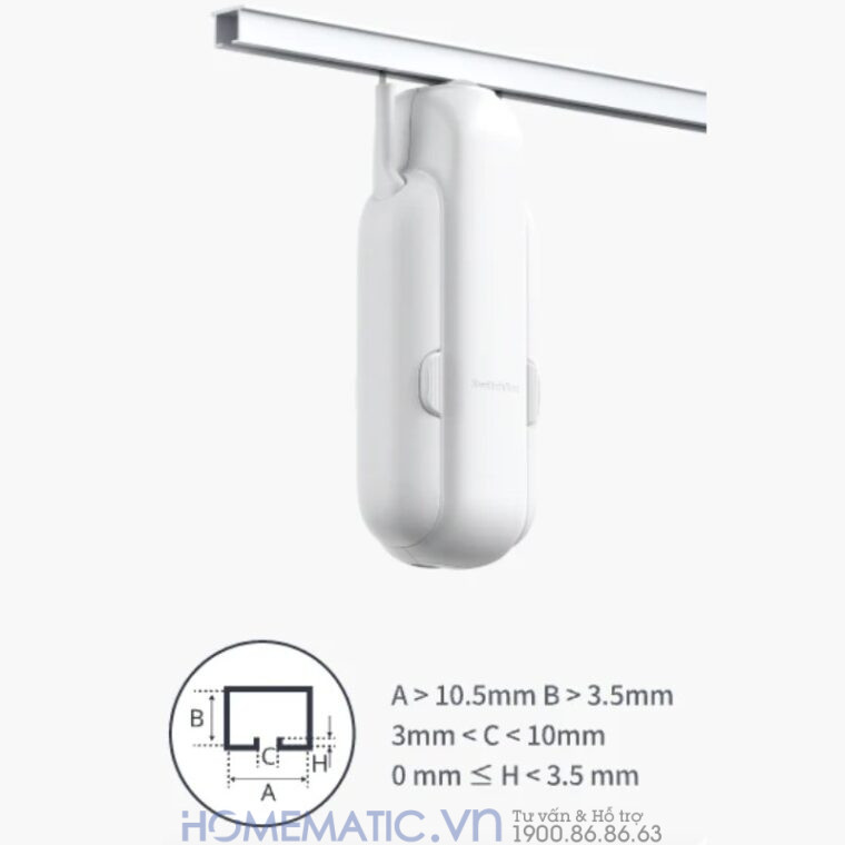 Động Cơ Rèm Thông Minh Switchbot Curtain U-rail3 Hỗ Trợ Thanh Treo Rèm Ray Trượt Loại Chữ U kích thước ray U