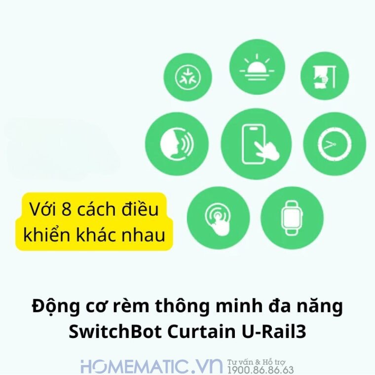 Động Cơ Rèm Thông Minh Switchbot Curtain U-rail3 Hỗ Trợ Thanh Treo Rèm Ray Trượt Loại Chữ U