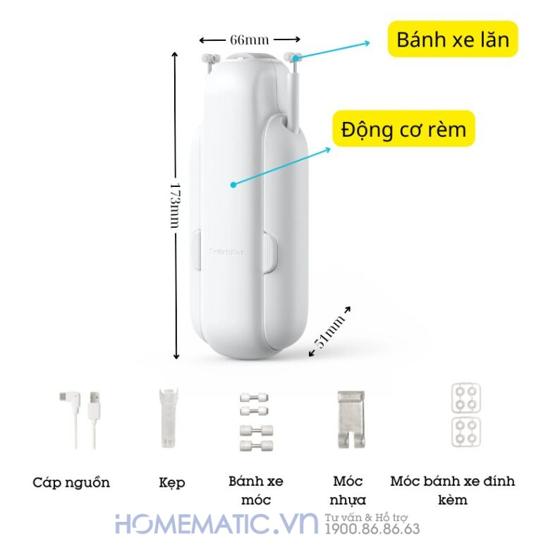 Động Cơ Rèm Thông Minh Switchbot Curtain U-rail3 Hỗ Trợ Thanh Treo Rèm Ray Trượt Loại Chữ U