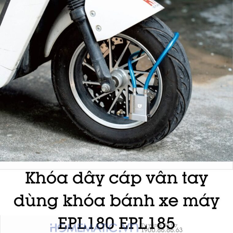 Ổ Khóa Dây Cáp Chống Cắt Vân Tay Khóa bánh Xe Máy, Xe đạp, Exsmith Epl185 Ổ Khóa Dây Cáp Chống Cắt Vân Tay Khóa bánh Xe Máy, Xe đạp, Exsmith Epl185