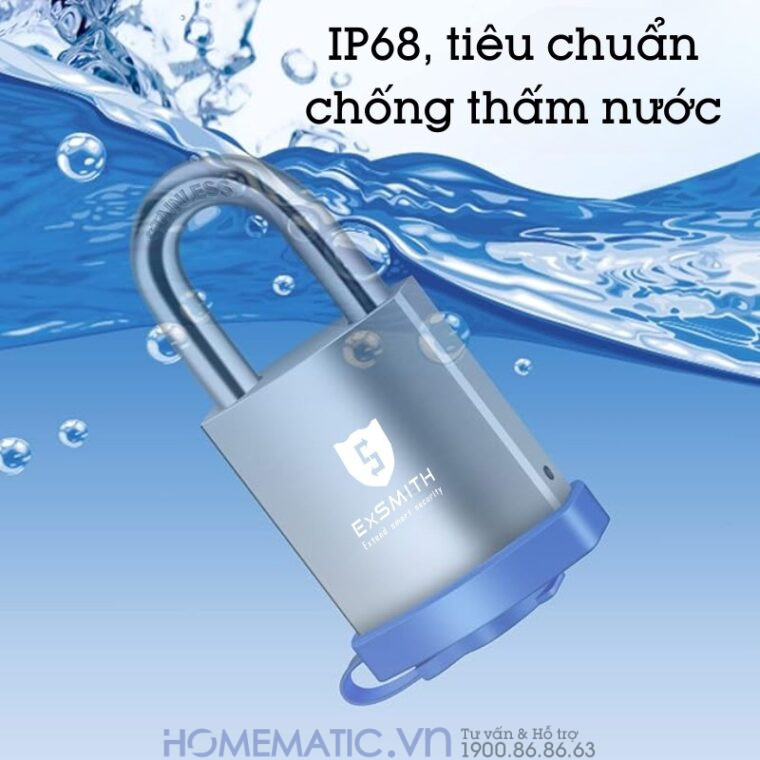 Ổ Khóa Vân Tay Móc Treo Cửa Cổng Chống Nước Ngoài Trời Exsmith Epl265
