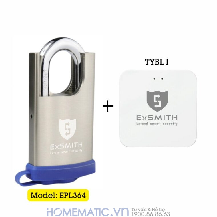 Ổ Khóa Vân Tay Móc Treo Cửa Cổng Chống Nước Ngoài Trời Exsmith Epl364 và bộ kết nối internet cho khóa TYBL1