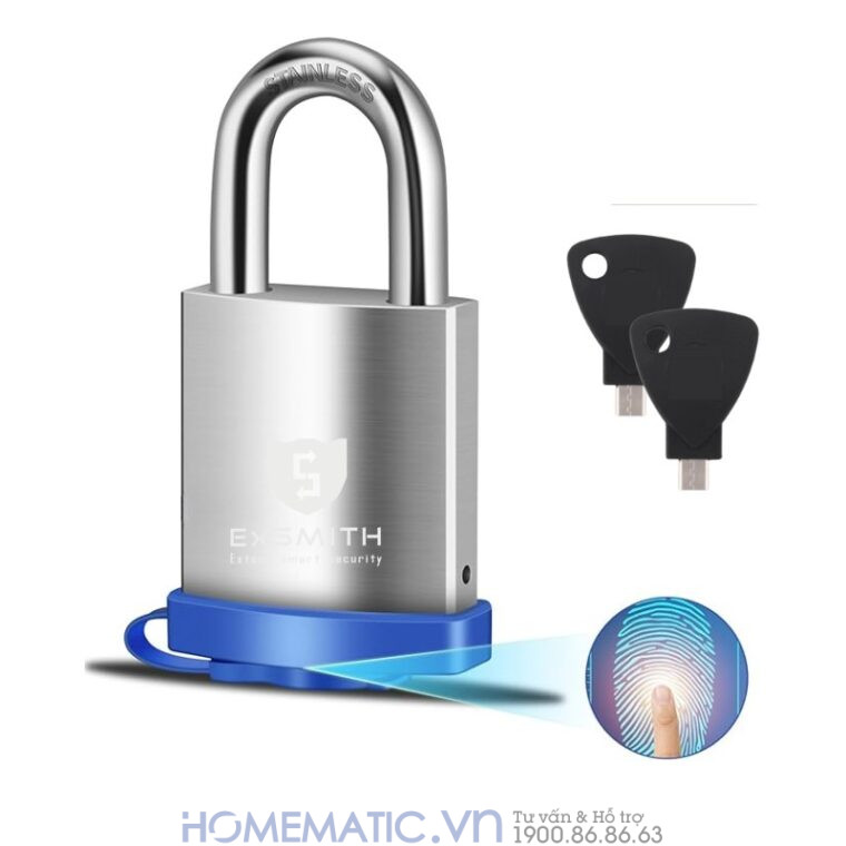 Ổ Khóa Vân Tay Móc Treo Cửa Cổng Chống Nước Ngoài Trời Exsmith Epl265