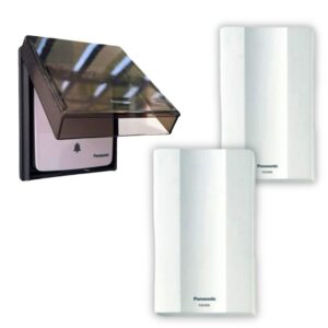 Bộ Chuông Cửa Cao Cấp Panasonic Chuông điện Có Dây Wmt54 bộ nút có nắp che mưa và 2 loa chuông