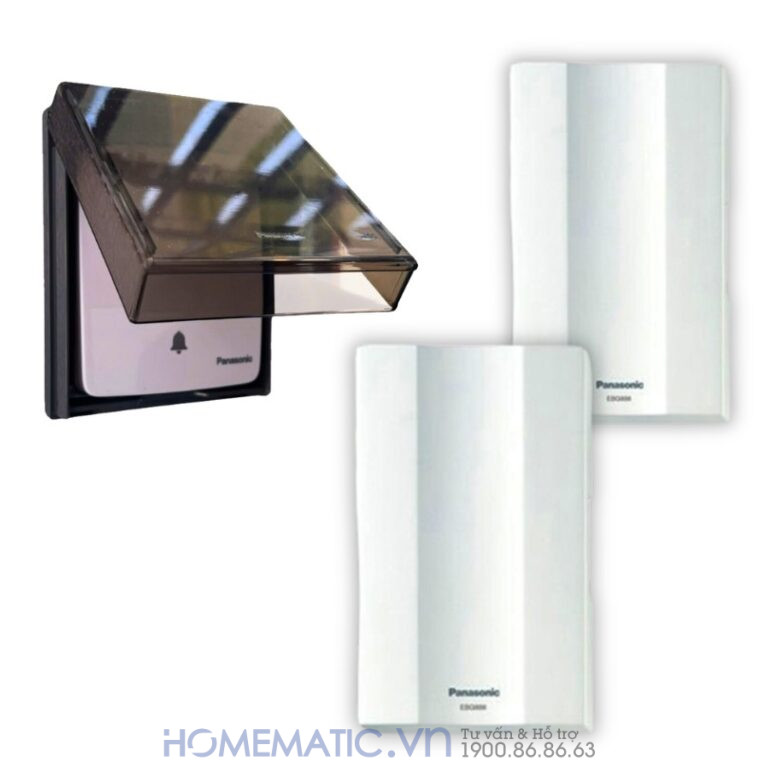 Bộ Chuông Cửa Cao Cấp Panasonic Chuông điện Có Dây Wmt54 bộ nút có nắp che mưa và 2 loa chuông