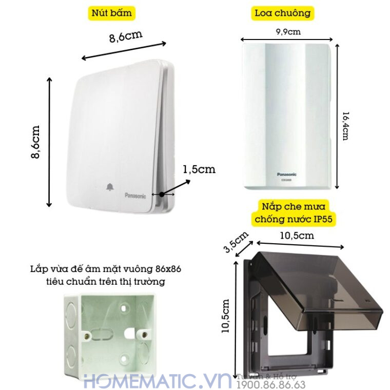 Bộ Chuông Cửa Cao Cấp Panasonic Chuông điện Có Dây Wmt54 mô tả sản phẩm thực tế