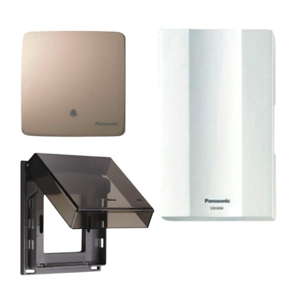 Bộ Chuông Cửa Cao Cấp Panasonic Chuông điện Có Dây Wmt54Y vàng ánh kimBộ Chuông Cửa Cao Cấp Panasonic Chuông điện Có Dây Wmt54Y vàng ánh kim và hộp chống nước