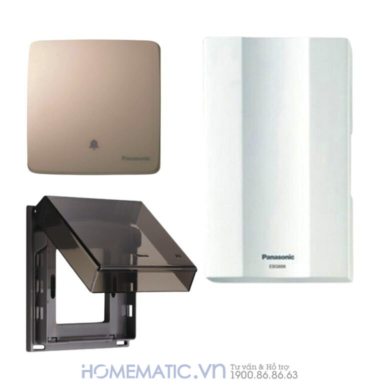Bộ Chuông Cửa Cao Cấp Panasonic Chuông điện Có Dây Wmt54Y vàng ánh kimBộ Chuông Cửa Cao Cấp Panasonic Chuông điện Có Dây Wmt54Y vàng ánh kim và hộp chống nước