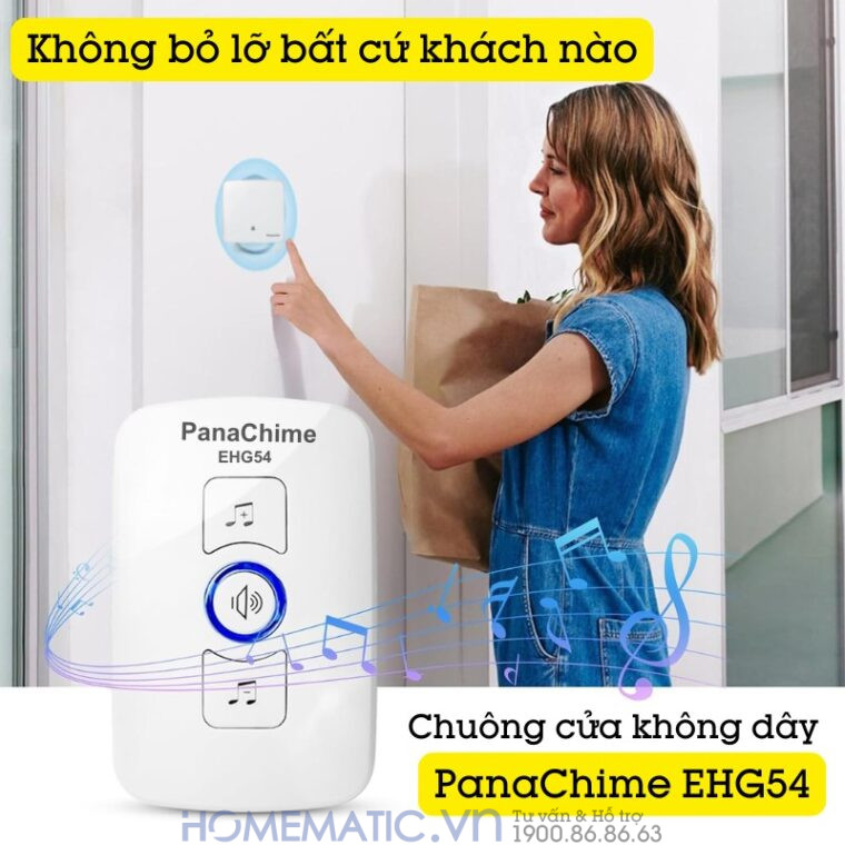 Chuông Cửa Không Dây Nút Bấm Panasonic Dùng Pin Cao Cấp Panachime Ehg54