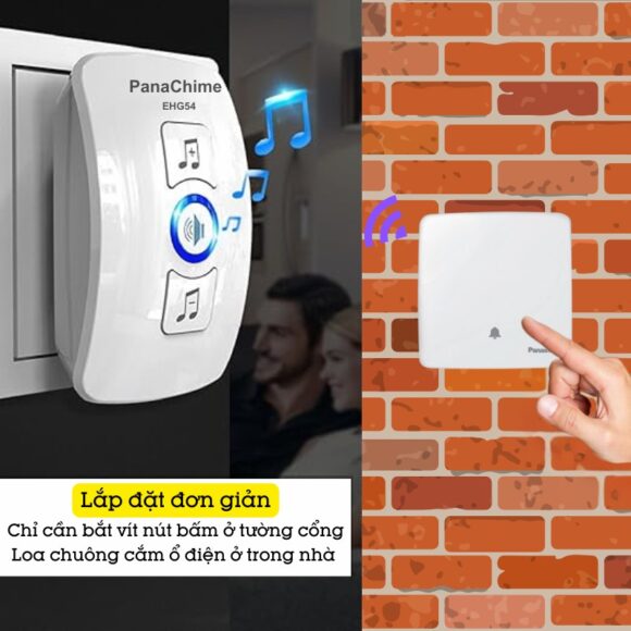 Chuông Cửa Không Dây Nút Bấm Panasonic Dùng Pin Cao Cấp Panachime Ehg54