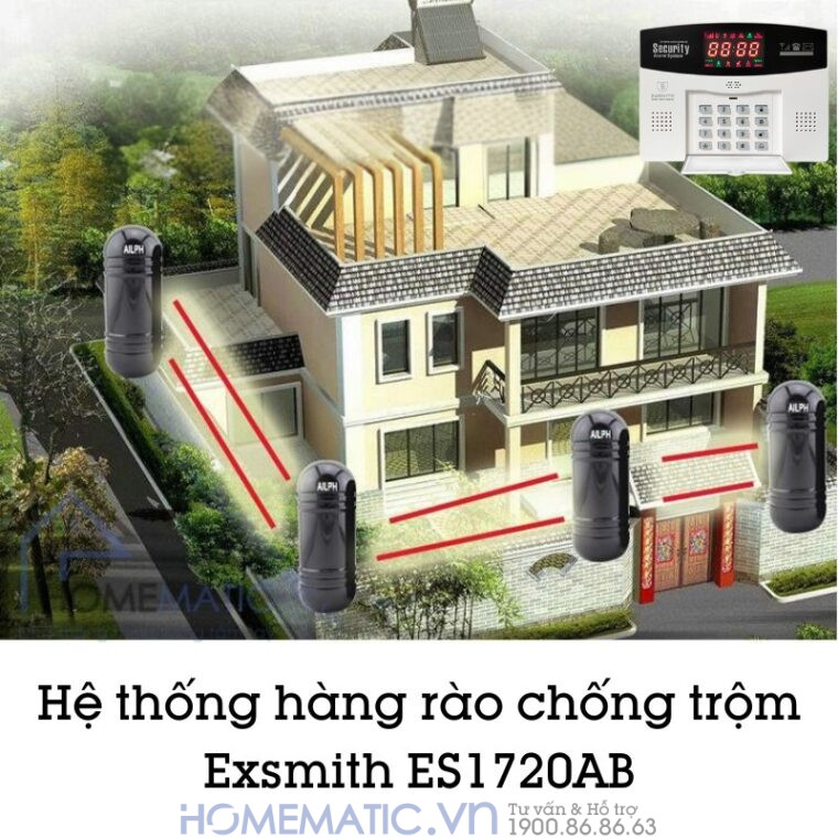 Hệ Thống Hàng Rào Chống Trộm Báo Về điện Thoại Exsmith Es1720ab