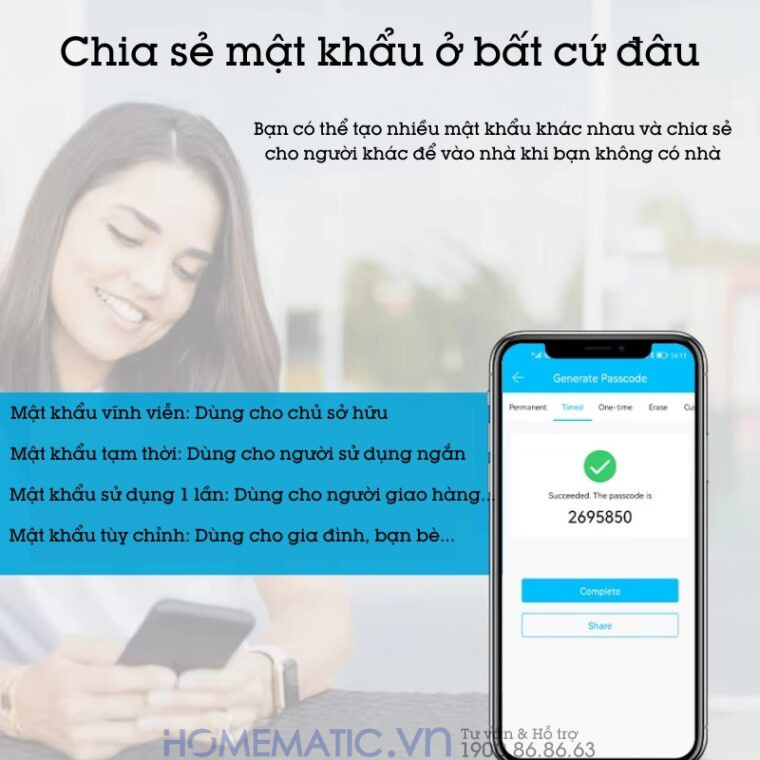 Khóa Vân Tay Cửa Kính Cường Lực Thông Minh Không Khoan đục Exsmith Jd-s1 có thể chia sẻ mật khẩu dễ dàng