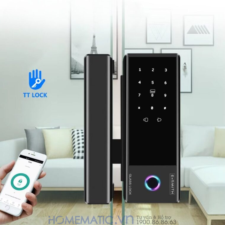 Khóa Vân Tay Cửa Kính Cường Lực Thông Minh Không Khoan đục Exsmith Jd-s1 Khóa Vân Tay Cửa Kính Cường Lực Thông Minh Không Khoan đục Exsmith Jd-s1