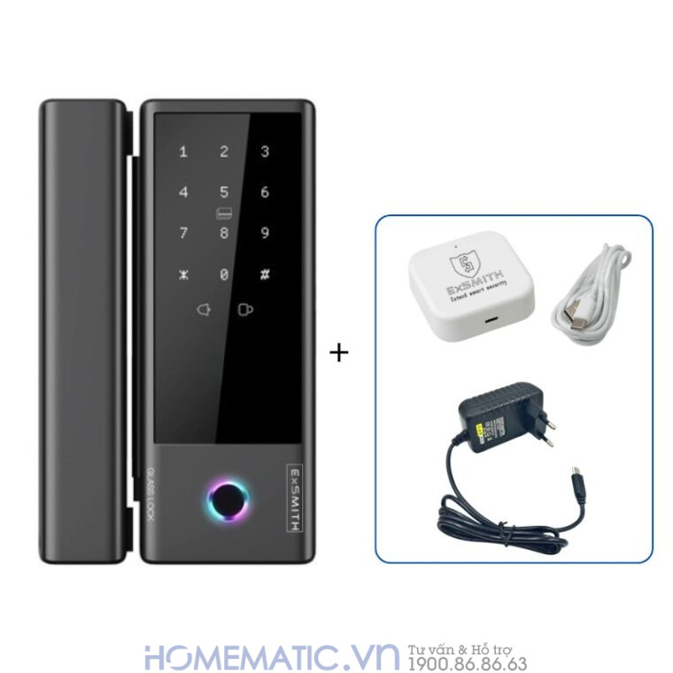 Khóa Vân Tay Cửa Kính Cường Lực Thông Minh Không Khoan đục Exsmith Jd-s1 bộ sản phẩm kết nối internet