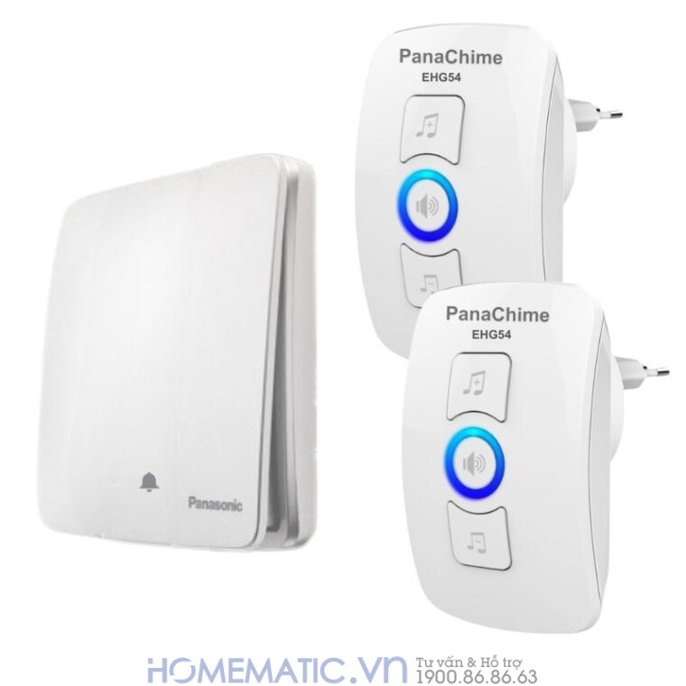 Chuông Cửa Không Dây Nút Bấm Panasonic Dùng Pin Cao Cấp Panachime Ehg54 bộ 1 nút bấm 2 loa chuông