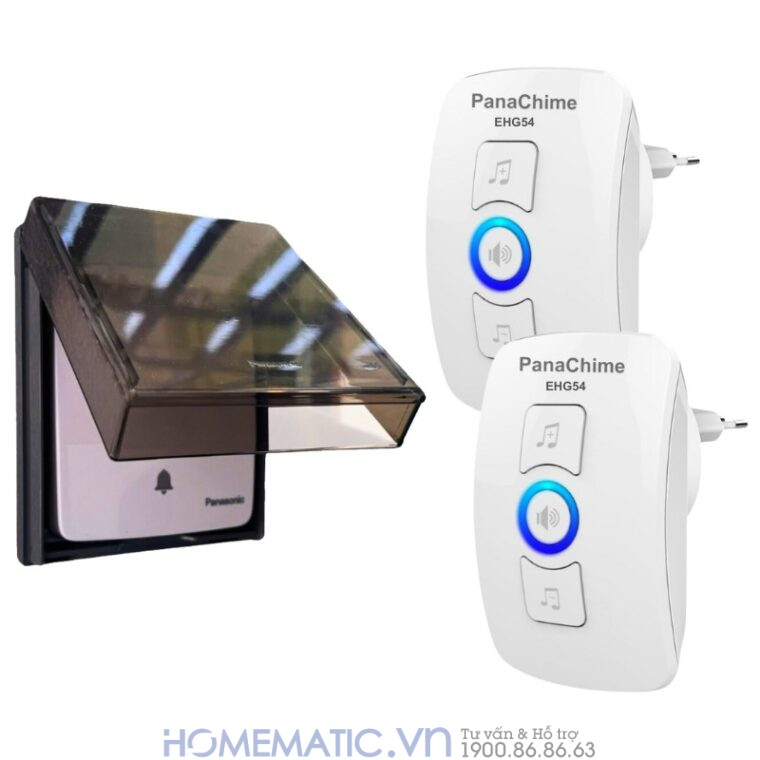 Chuông Cửa Không Dây Nút Bấm Panasonic Dùng Pin Cao Cấp Panachime Ehg54 bộ 1 nút bấm chống nước + 2 loa chuông