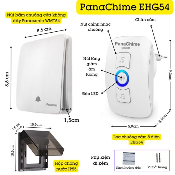 Chuông Cửa Không Dây Nút Bấm Panasonic Dùng Pin Cao Cấp Panachime Ehg54 tính năng sản phẩm