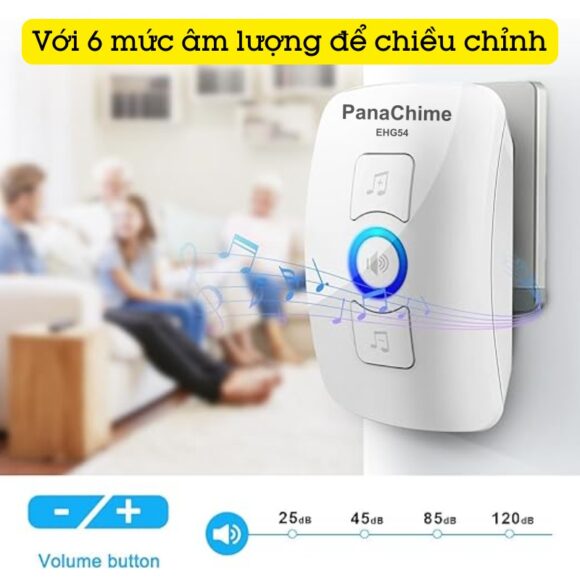 Chuông Cửa Không Dây Nút Bấm Panasonic Dùng Pin Cao Cấp Panachime Ehg54 có 6 mức âm lượng để điều chỉnh