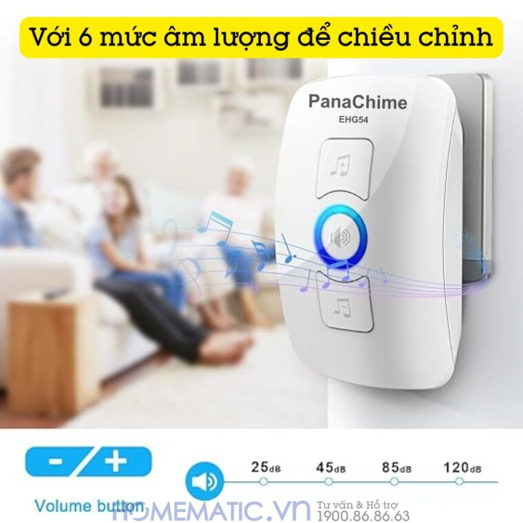 Chuông Cửa Không Dây Nút Bấm Panasonic Dùng Pin Cao Cấp Panachime Ehg54 có 6 mức âm lượng để điều chỉnh