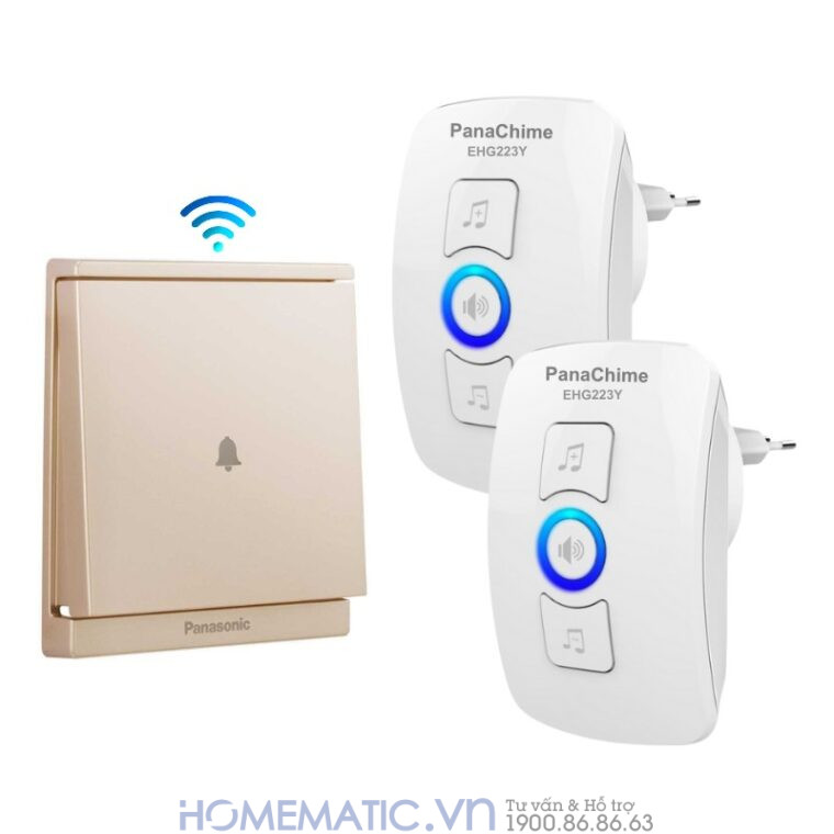Chuông Không Dây Nút Bấm Panasonic Dùng Pin Panachime Ehg223y 1 nút bấm 2 loa chuông