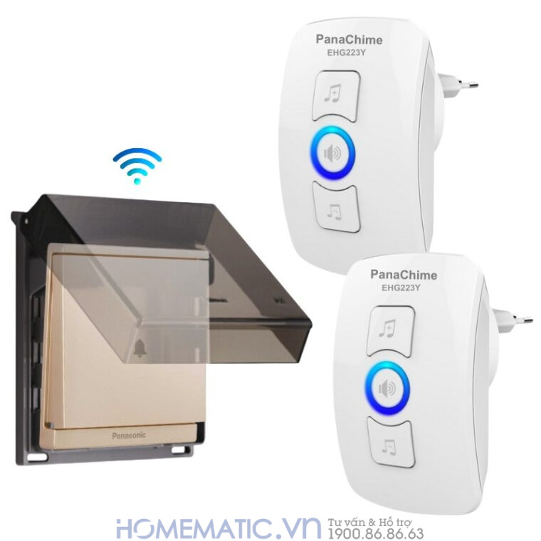 Chuông Không Dây Nút Bấm Panasonic Dùng Pin Panachime Ehg223y 1 nút bấm hộp chống nước 2 loa chuông