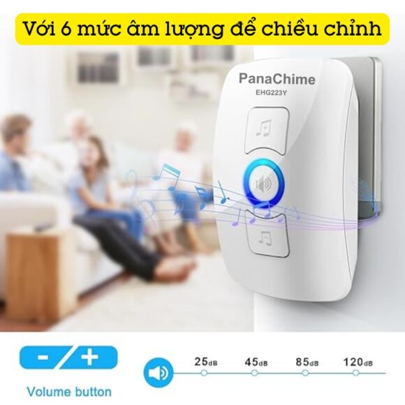 Chuông Không Dây Nút Bấm Panasonic Dùng Pin Panachime Ehg223y có 6 mức âm lượng điều chỉnh