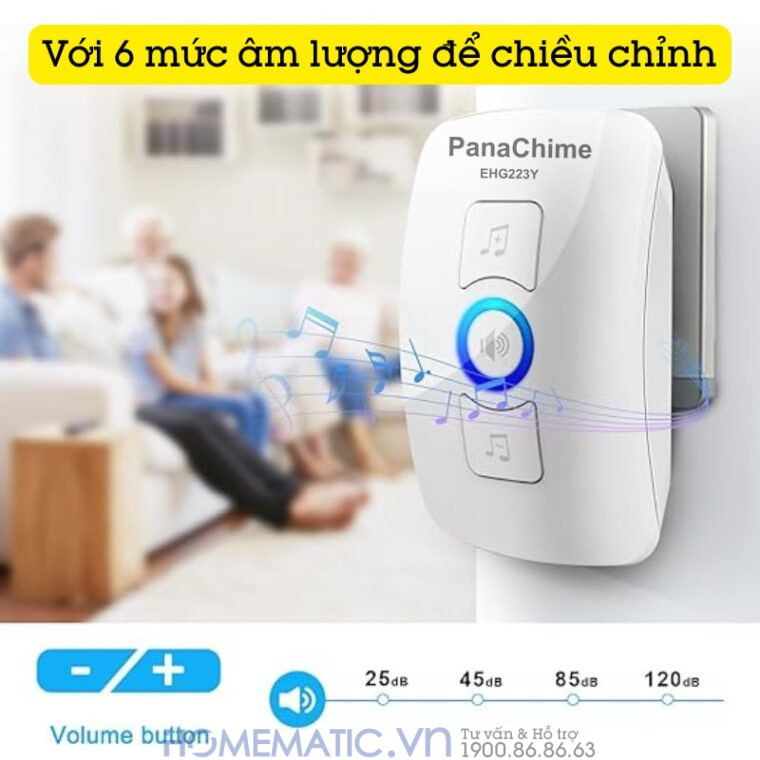 Chuông Không Dây Nút Bấm Panasonic Dùng Pin Panachime Ehg223y có 6 mức âm lượng điều chỉnh