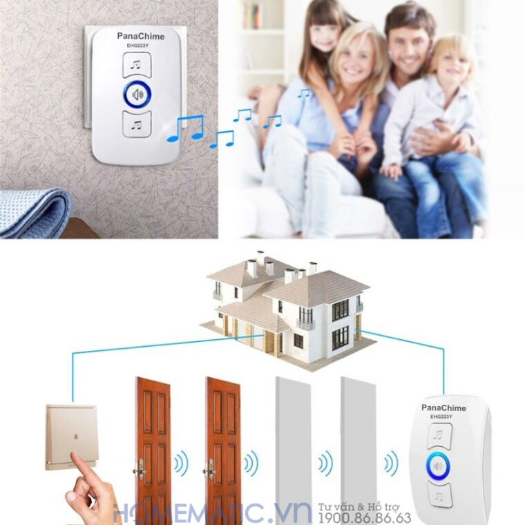 Chuông Không Dây Nút Bấm Panasonic Dùng Pin Panachime Ehg223y có khả năng xuyên vật cản tốt