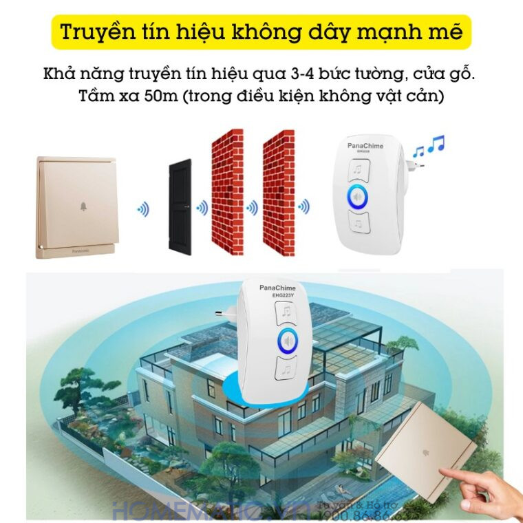 Chuông Không Dây Nút Bấm Panasonic Dùng Pin Panachime Ehg223y khả năng truyền tín hiệu không dây mạnh mẽ