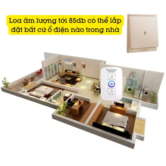 Chuông Không Dây Nút Bấm Panasonic Dùng Pin Panachime Ehg223y có âm lượng lớn nghe rõ