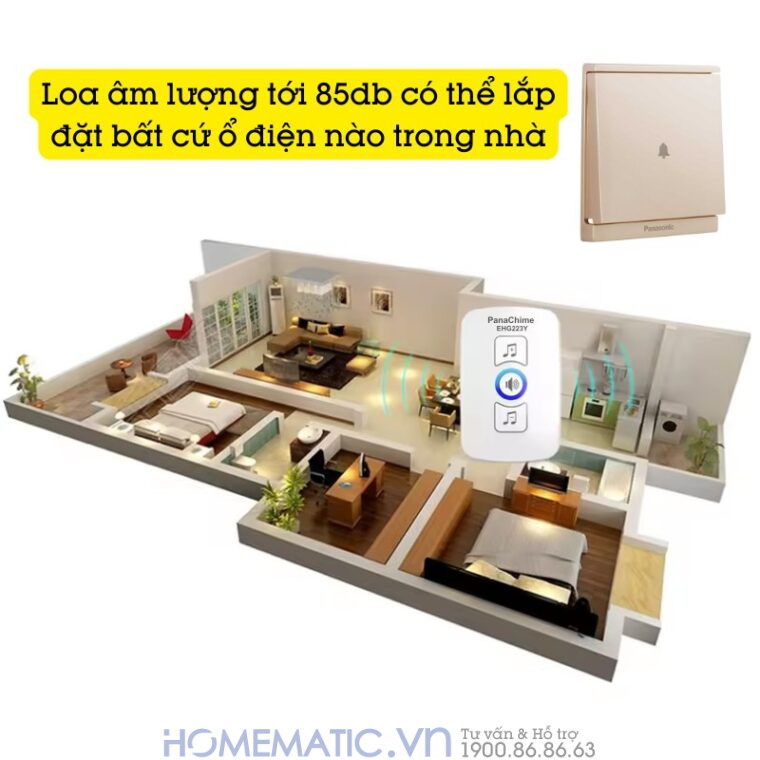 Chuông Không Dây Nút Bấm Panasonic Dùng Pin Panachime Ehg223y có âm lượng lớn nghe rõ