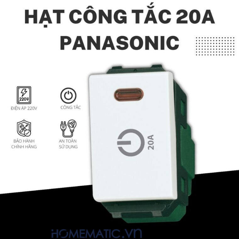 Hạt Công Tắc 20a Panasonic Có đèn Báo đóng Cắt 2 Dây Cho Thiết Bị Công Suất Lớn Hạt Công Tắc 20a Panasonic Có đèn Báo đóng Cắt 2 Dây Cho Thiết Bị Công Suất Lớn