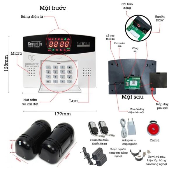Hệ Thống Hàng Rào Chống Trộm Báo Về điện Thoại Exsmith Es1720ab các tính năng nổi bật