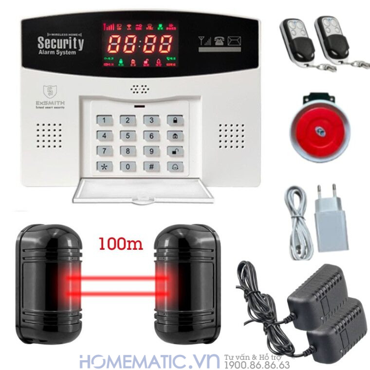 Hệ Thống Hàng Rào Chống Trộm Báo Về điện Thoại Exsmith Es1720ab bộ 2 tia 100m