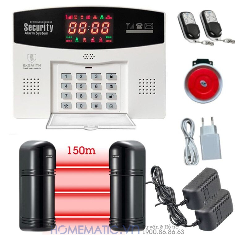 Hệ Thống Hàng Rào Chống Trộm Báo Về điện Thoại Exsmith Es1720ab bộ 3 tia 150m
