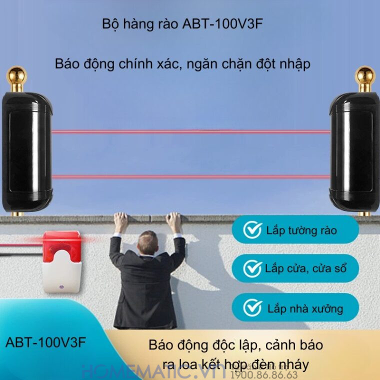 Bộ Hàng Rào điện Tử Hồng Ngoại Báo động Chống Trộm Boleesch Abt-100v3f