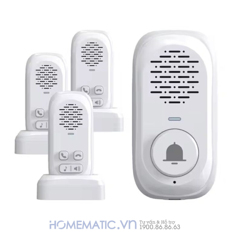 Chuông Cửa đàm Thoại 2 Chiều Không Dây Chống Nước Intercom Doorbell Ids1 bộ 1 nút nhiều loa chuông
