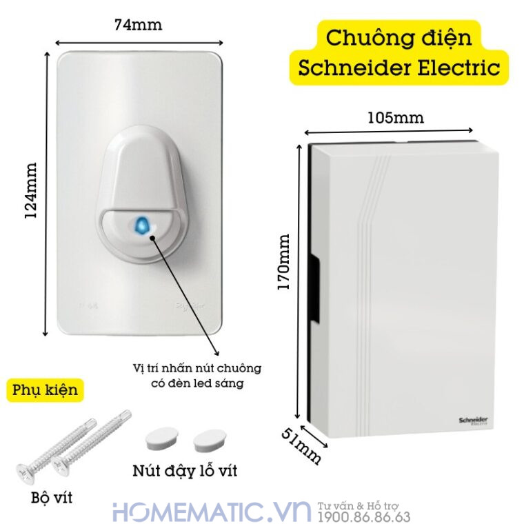 Chuông điện Schneider Electric Bộ Chuông Cửa Có Dây A3031wbp