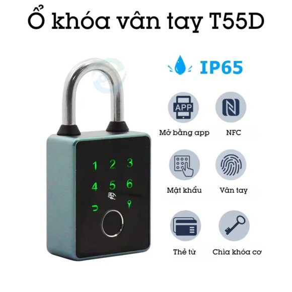 Ổ Khóa Thẻ Từ Mật Khẩu Mã Số Vân Tay Thông Minh Hỗ Trợ Chìa Cơ Exsmith T55d