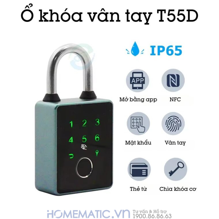 Ổ Khóa Thẻ Từ Mật Khẩu Mã Số Vân Tay Thông Minh Hỗ Trợ Chìa Cơ Exsmith T55d
