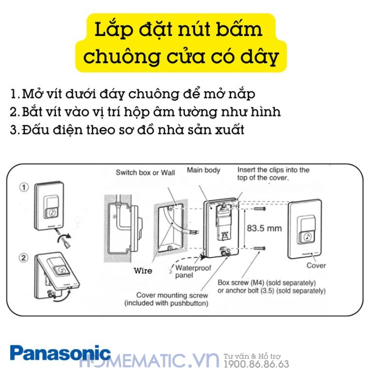 Chuông Cửa Có Dây lắp đặt nút nhấn