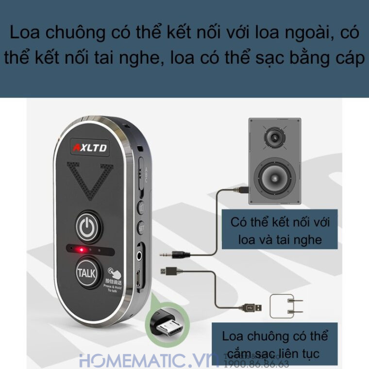 Chuông Cửa Không Dây đàm Thoại 2 Chiều Khoảng Cách Xa Axltd T1920