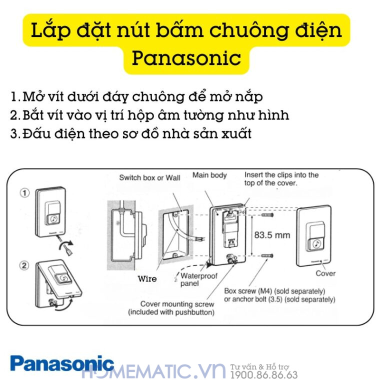 Lắp đặt nút bấm Chuông điện Panasonic Pebg8